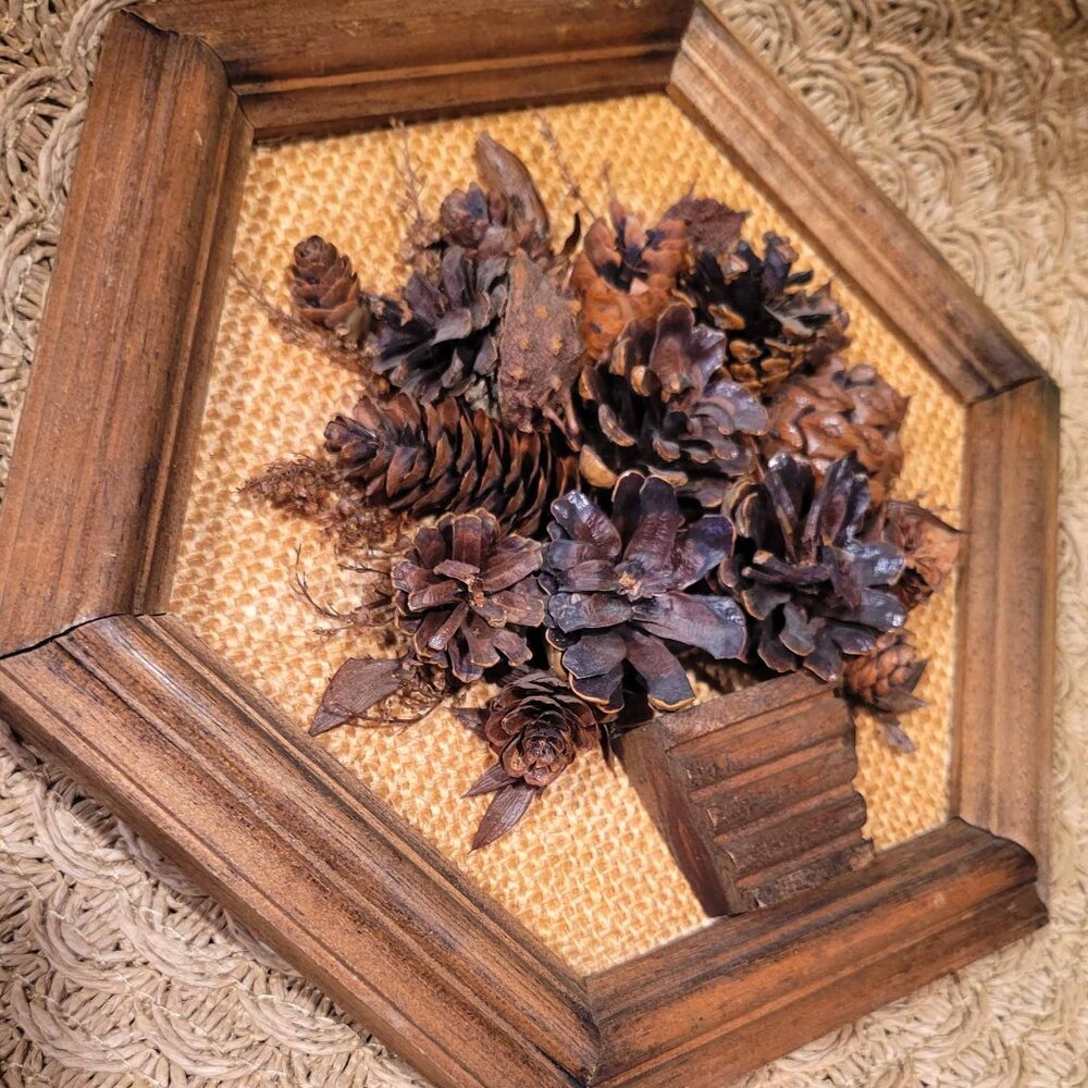 Vintage Pinecone Art Piece Whimsical Cottagecore Woodland Decor